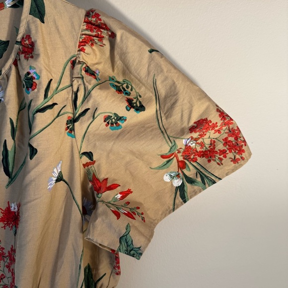 Anthropologie Somerset Dress 🌸 Size M • Floral Maxi Cotton 🌿 Tan Red Print - Picture 12 of 16